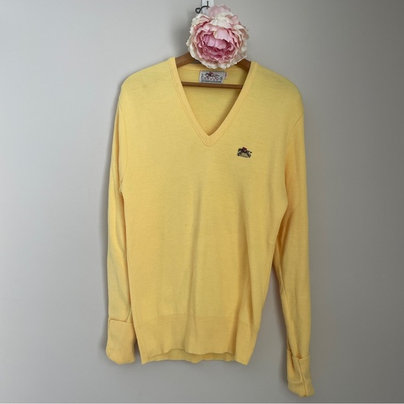 Vintage Steeplechase V-Neck Sweater Men's Size M Yellow Medium - Picture 8 of 8